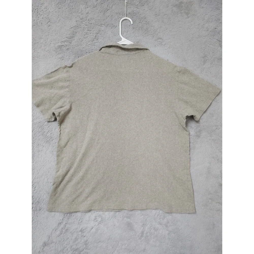 Vintage Polo Ralph Lauren Shirt Mens Large Loop Camp Johnny Collar Gray L 90s